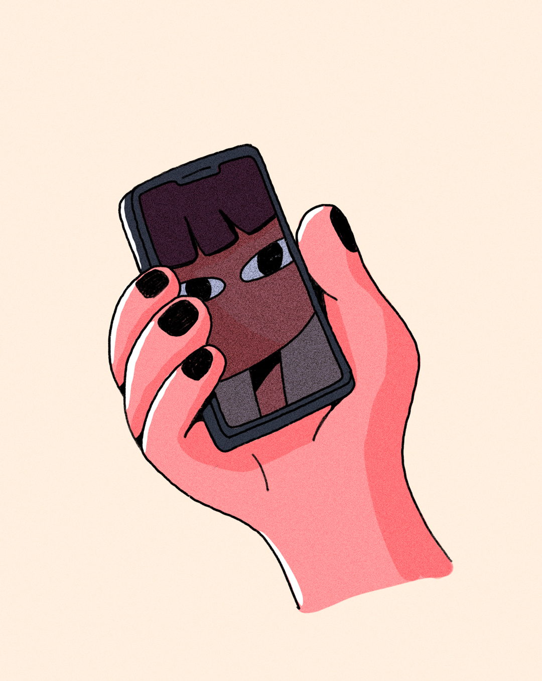 drawing of a hand holding a phone